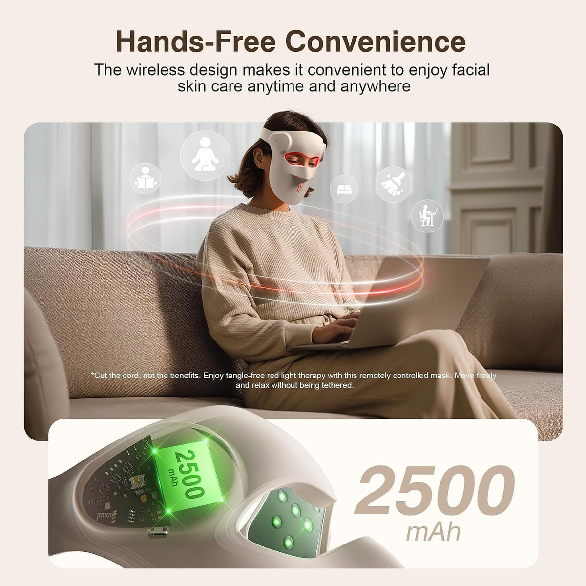 Red Light Therapy Mask for Face, 3D LED Face Mask, Wireless,9 Modes