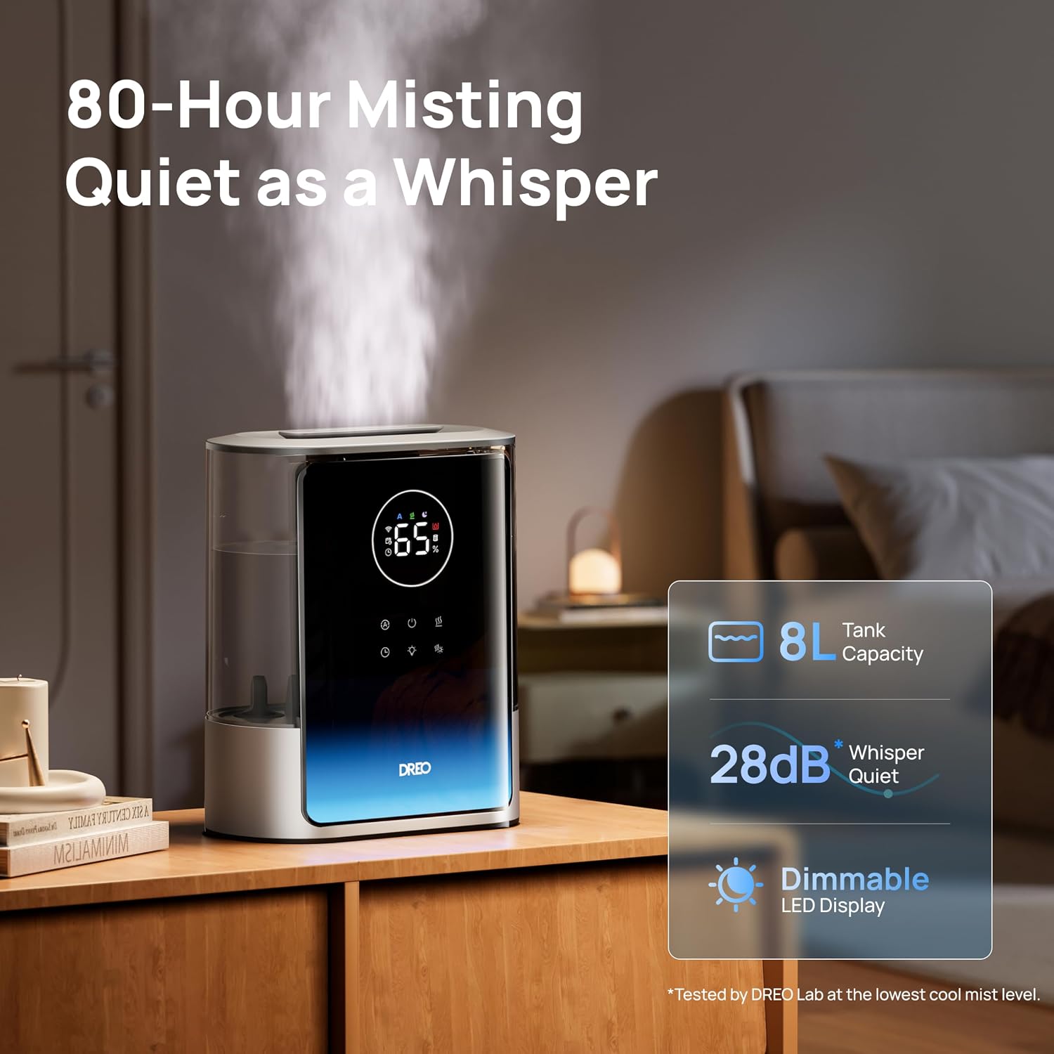 8L Smart Humidifier Large Room, 80H Runtime, Warm & Cool Mist, HM717S | Up to 600ft², Precise Humidity Control