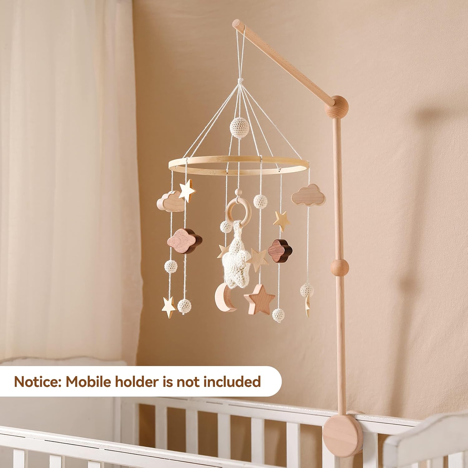 Baby Crib Mobile for Boys Girls| Boho Nursery Mobile| Gender Neutral Hand-Crocheted Mobile| Ceiling Mobile - Stars