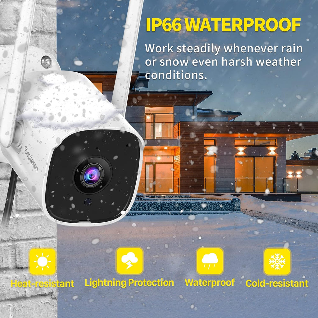 2K Home Security Cameras, 4 Pack Wired WiFi Outdoor Security Cameras with Night Vision, Two-Way Audio, 2.4G WiFi