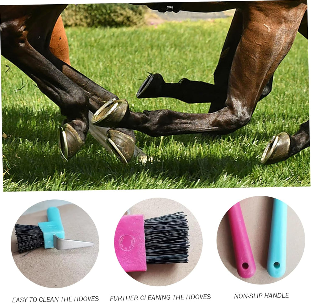 Horse Hoof Pick, Hoof Pick 4Pcs Handheld Replacement Portable Horse Brush with Hanging Hole Cleaning Supplies, Random