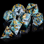7-Die RPG Dice Set, Handmade Sharp Edge Polyhedral Dice