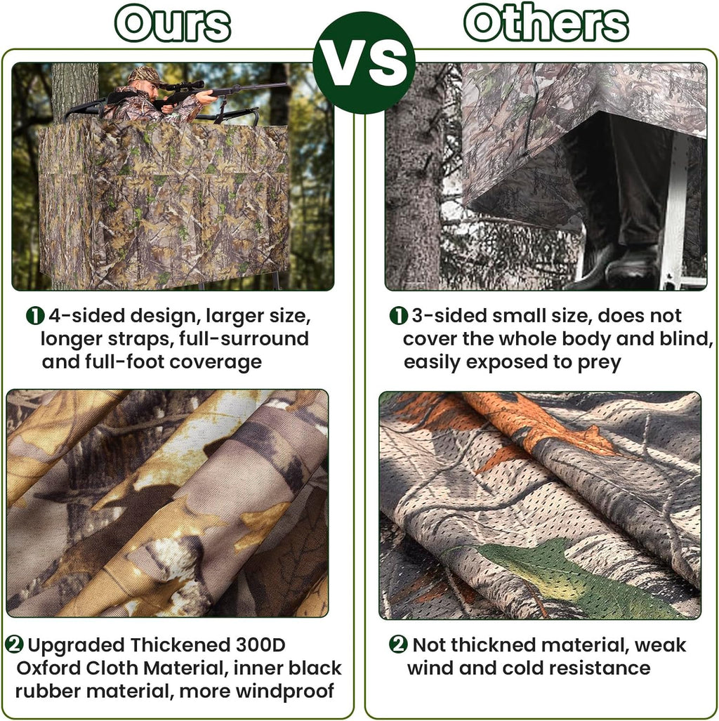 Hunting Tree Stand Blind Cover - 110"x40" Big 2-3 Person Treestand Camo Blind Cover, Universal Camouflage Ground