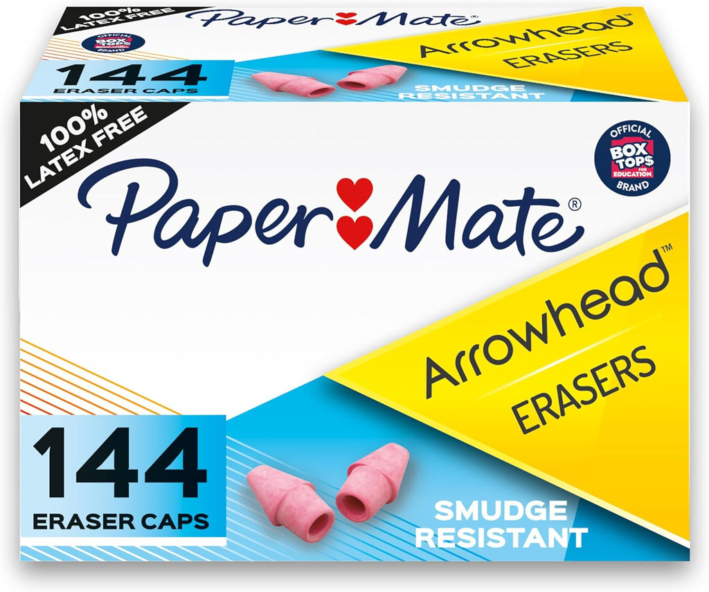 Arrowhead Pink Pearl Cap Erasers, 144 Count - Back to School, Classroom, Homeschool, Teacher Supplies