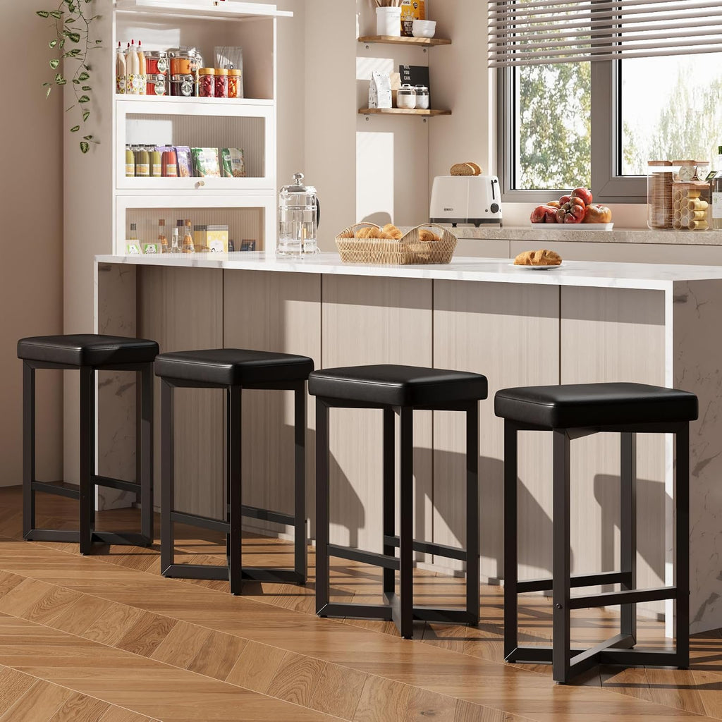 Bar Stools Set of 4, 24.6" Counter Height Backless Barstools