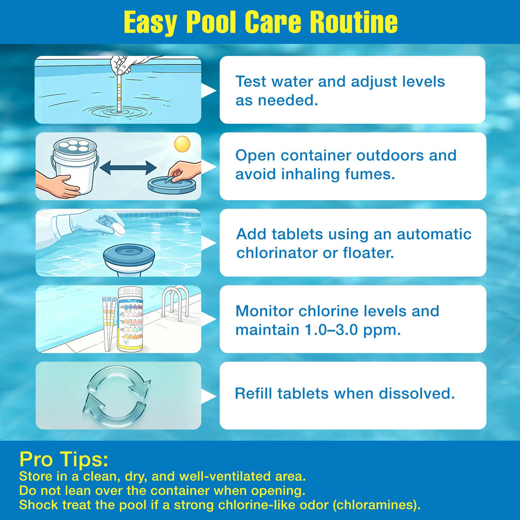 Chlorine Tablets 3 Inch for Swimming Pools, Kills Bacteria and Stops Algae, Slow Dissolving,Exclusive Protective