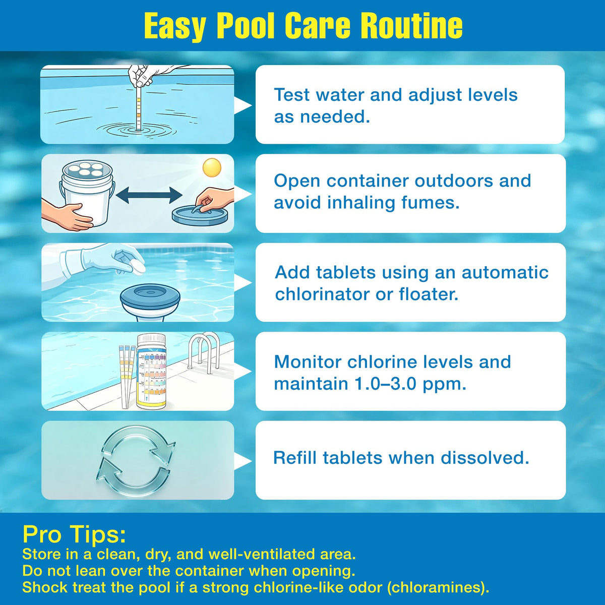 Chlorine Tablets 3 Inch for Swimming Pools, Kills Bacteria and Stops Algae, Slow Dissolving,Exclusive Protective