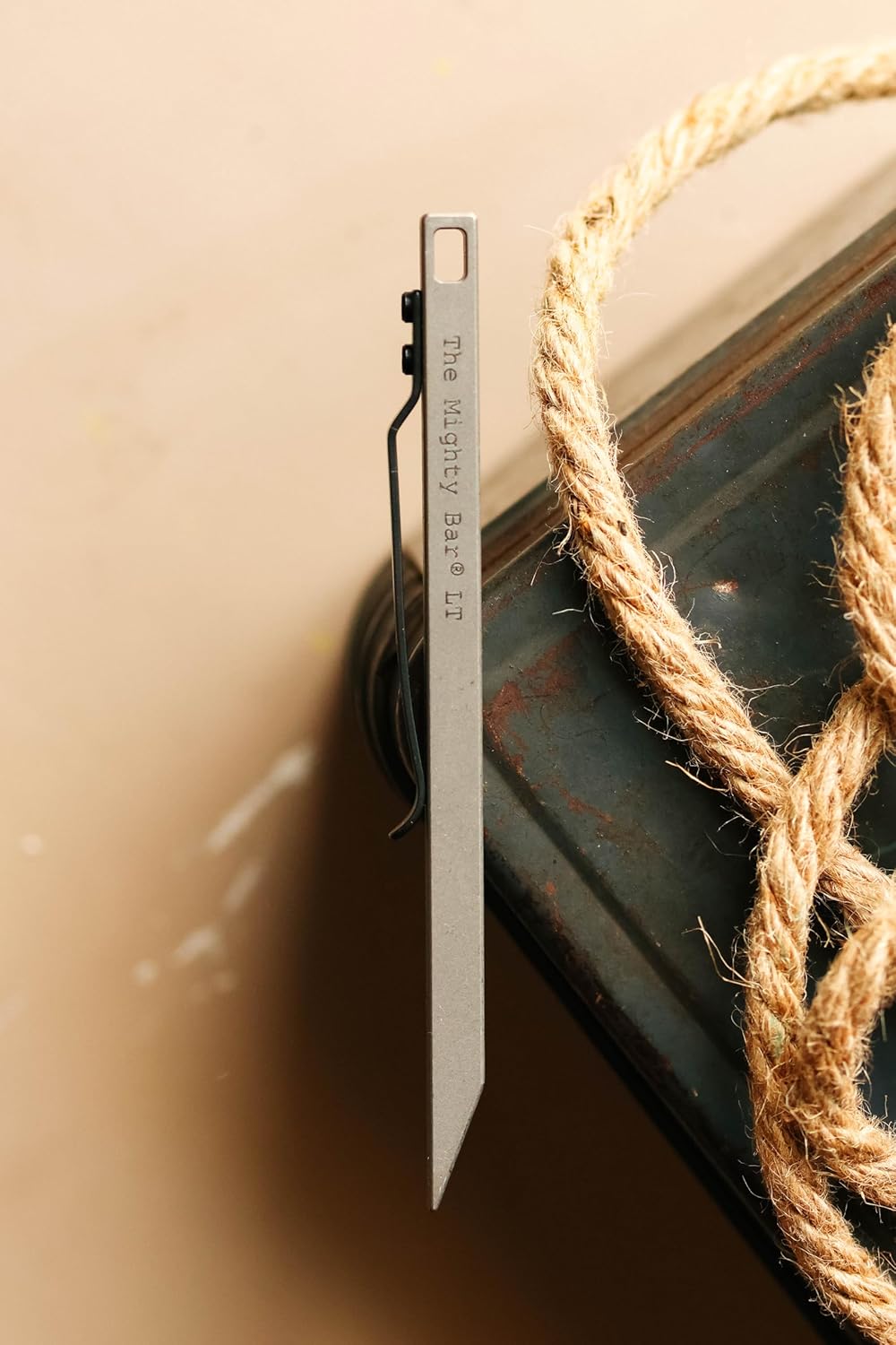 The Mighty Bar LT, Long Titanium Edition Pry Bar Tool, Stainless Steel Pocket Clip for EDC Made by Gear Spool