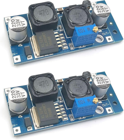 FainWan 2-Pack XL6009 DC-DC Buck Boost Converter, 5-32V to 1.25-35V, Auto Wide Voltage Regulator, Blue, Black, Silver