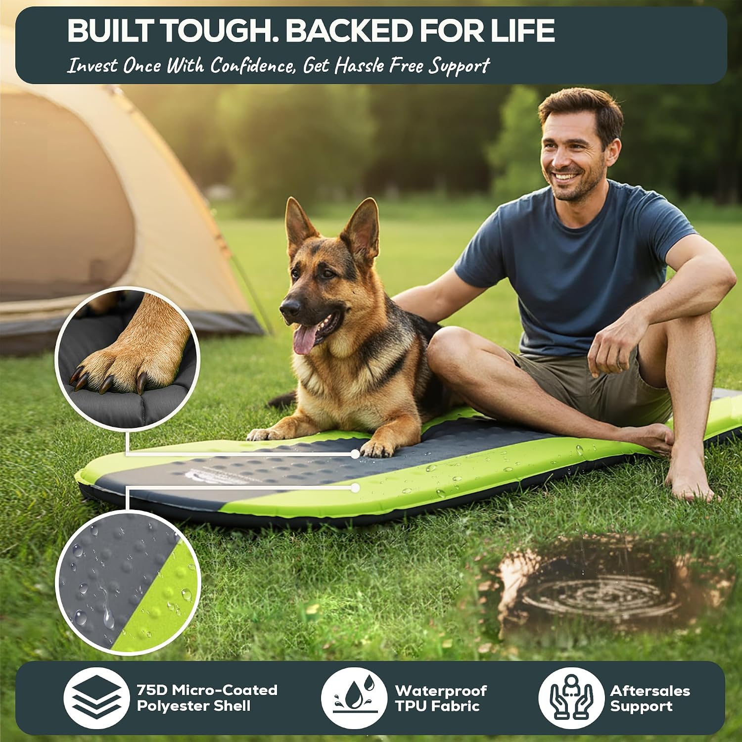 Oxylus 4.3 R-Value Insulated Foam Self Inflating Sleeping Pad Camping — Sleeping Pad Backpacking Air Mattress—Camping