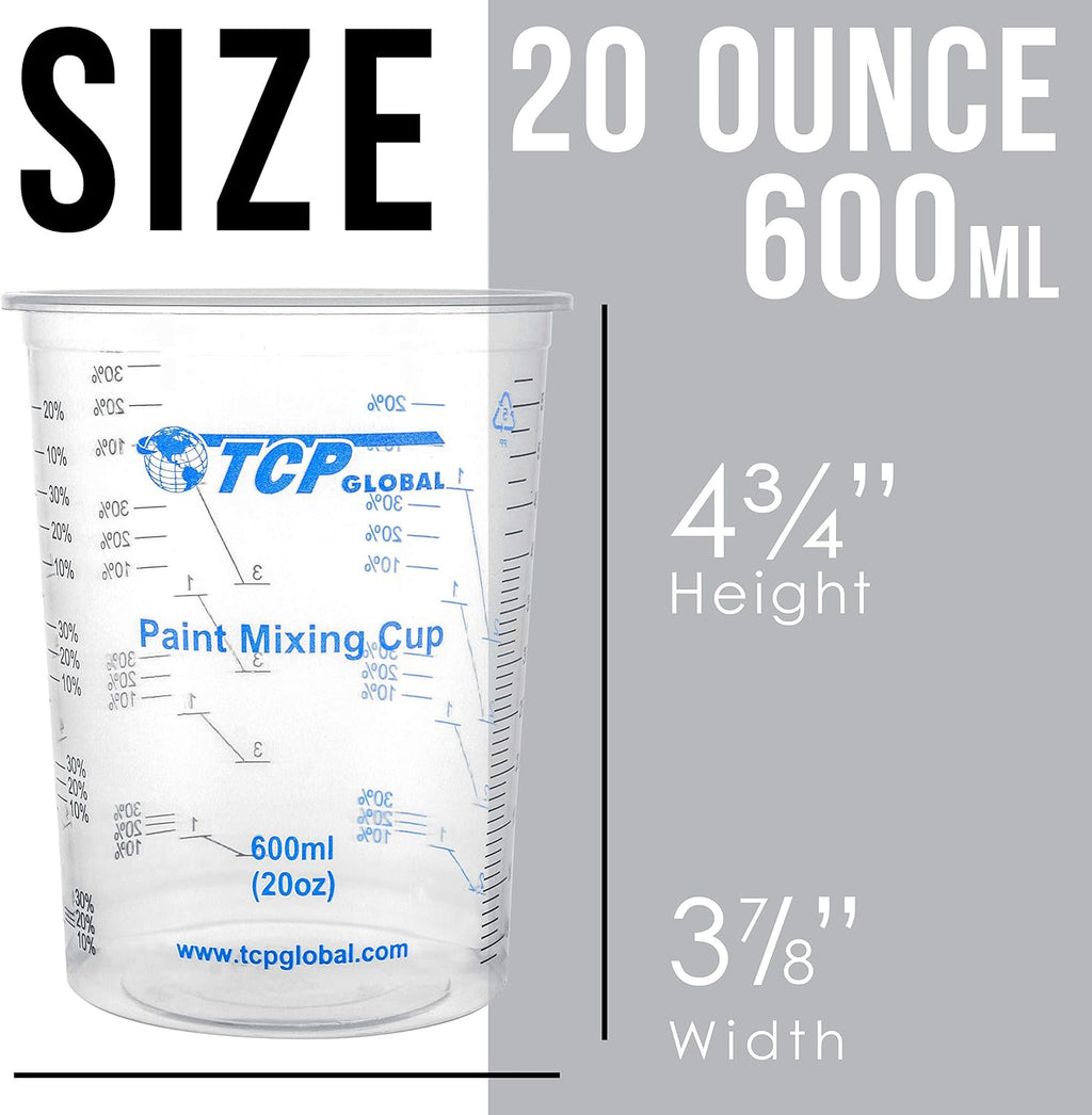 20 oz. (600ml) Graduated Plastic Mixing Cups - Box of 100