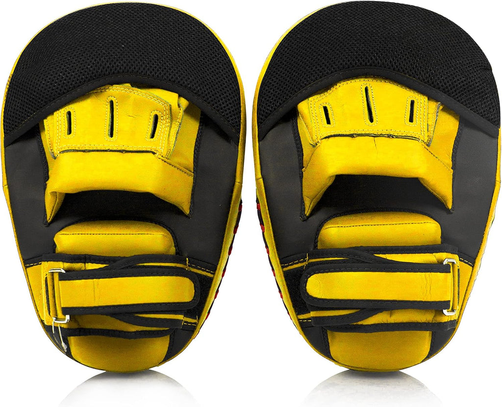 FMV13 Maximized Focus Mitts, Muay Thai Kickboxing MMA Punching Pads | Premium Syntek leather shell with multi-layer
