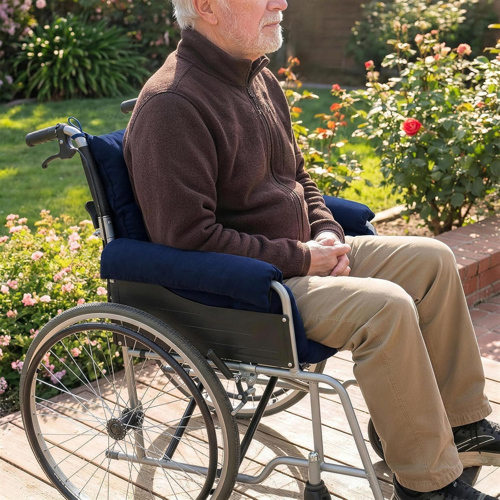 Wheelchair Cushions, Pressure Pain Relief Accessories with Armrest Covers, Supports Coccyx & Back, Non-Slip, Fits