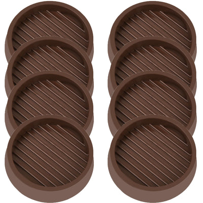 3X3 Round Rubber Caster Cups, Non Slip Furniture Pads - 8 Pack
