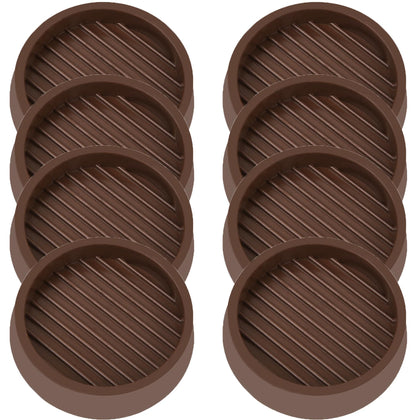 3X3 Round Rubber Caster Cups, Non Slip Furniture Pads - 8 Pack