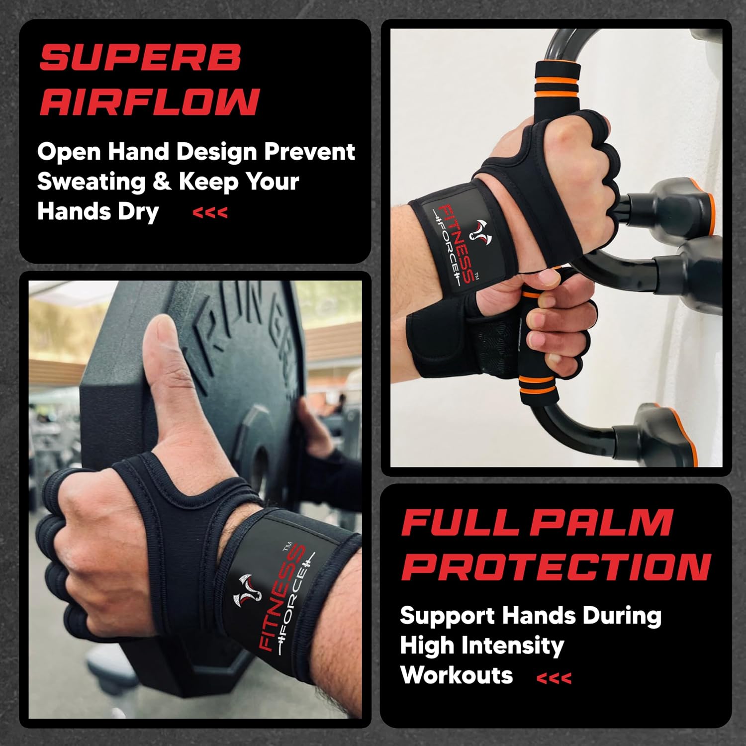 Ventilated Weight Lifting Workout Gloves for Men & Women | Gym Gloves for Men & Women with Built-in Wrist Wraps for