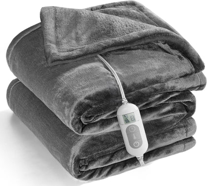 Heated Throw Blanket with 1-9 hrs Timer Auto-Off & 8 Heating Levels，Flannel Electric Blanket Throw ETL