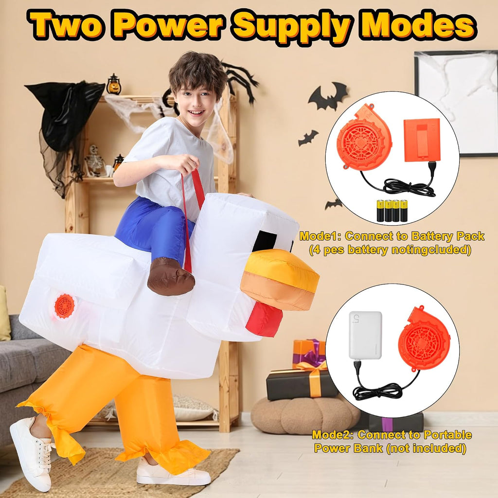 Inflatable Chicken Costume for Kids,Halloween Blow Up Costumes Ride On Rooster Costume Funny Costumes for Boys Girls