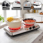 Electric Double Burner, 1700W Coil Hot Plate, Silver BGC102S