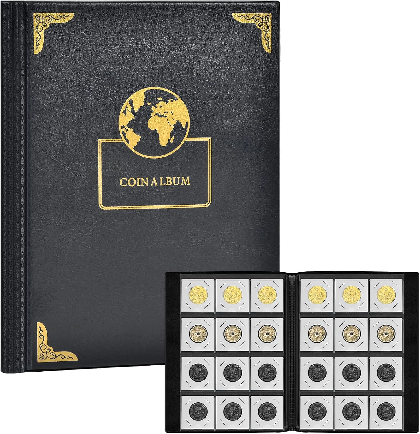 120 Pockets Coin Flip Holder Albums, 2x2 inches Coin Storage Books for Coin Cardboard Collection Holders, Collection