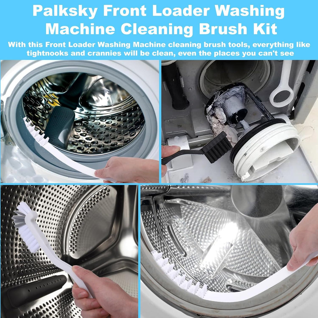 Washing Machine Cleaning Brush Set, Front Load Washer Machine Cleaner Accessories with 1PCS Drum Slot Cleaner Brushes