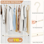 Adjustable Closet Rod for Hanging Clothes, 2 Pack White