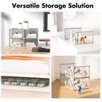 Shoe Storage Box, 15 Pack Clear Plastic Stackable Organizer for Closet, Interlocking Design Shoes Container Bins for