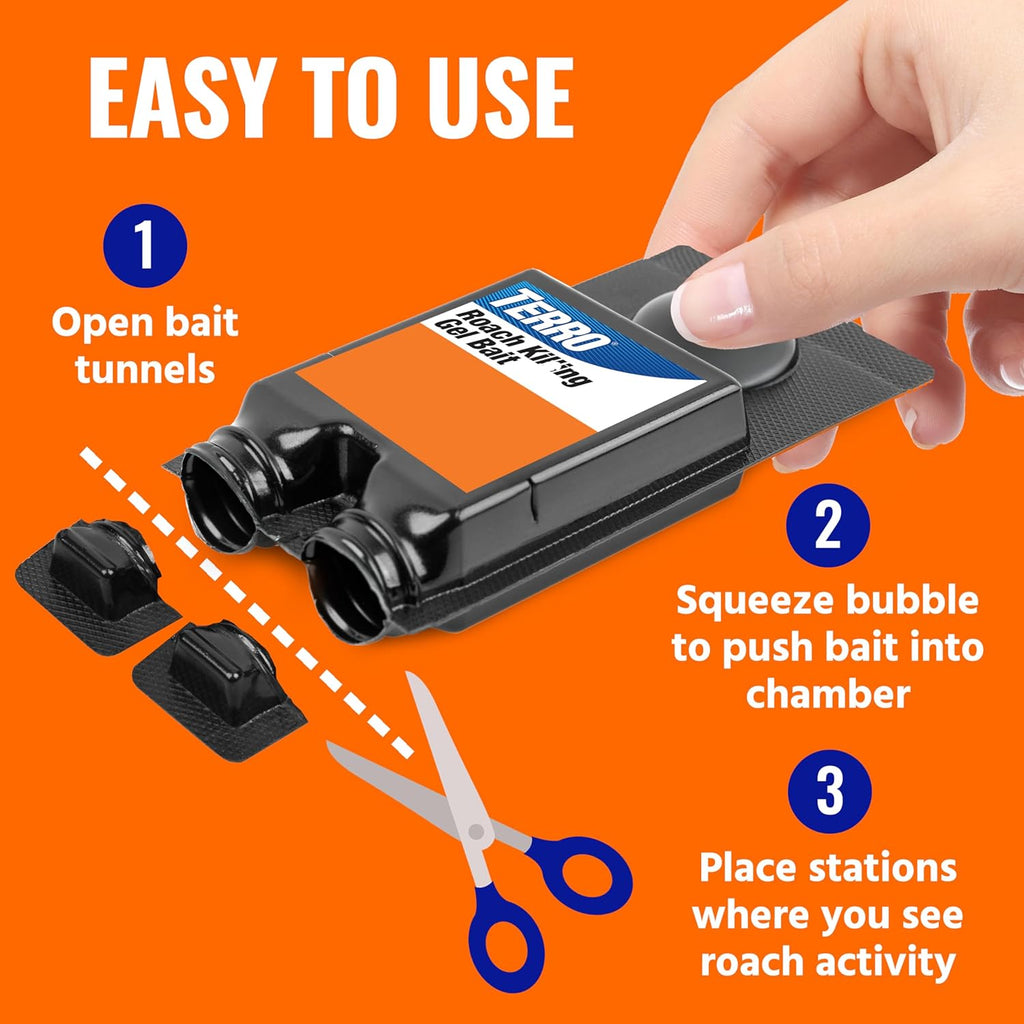 Roach Killer Gel Bait Stations, 12-Pack, Ready-to-Use Cockroach Bait | Kill Roaches Where They Hide, Breed, & Nest