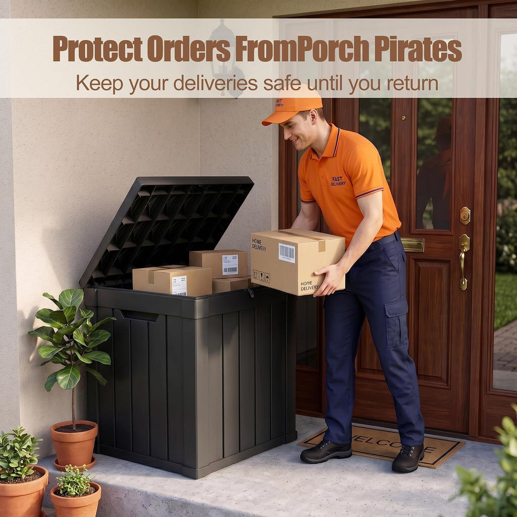 Package Delivery Boxes for Outside, 80 Gallon Outdoor Storage Box | Waterproof & UV Protected, Parcel Drop Box for