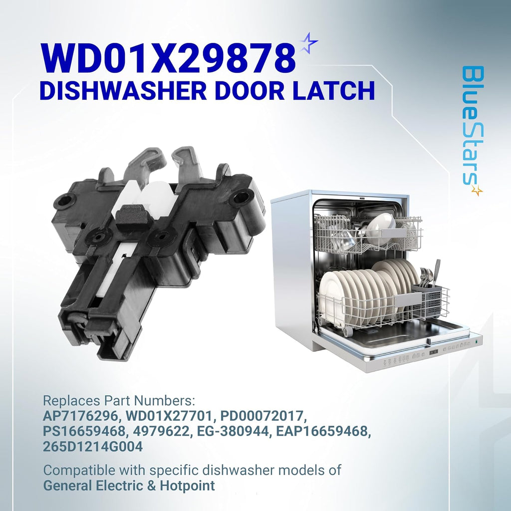 BlueStars [Upgraded] WD01X29878 Dishwasher Door Latch Compatible with GE Hotpoint Dishwasher - Door Lock Replacement Part WD01X27701 4979622 PD00072017 AP7176296 EAP16659468 265D1214G004 EG-380944