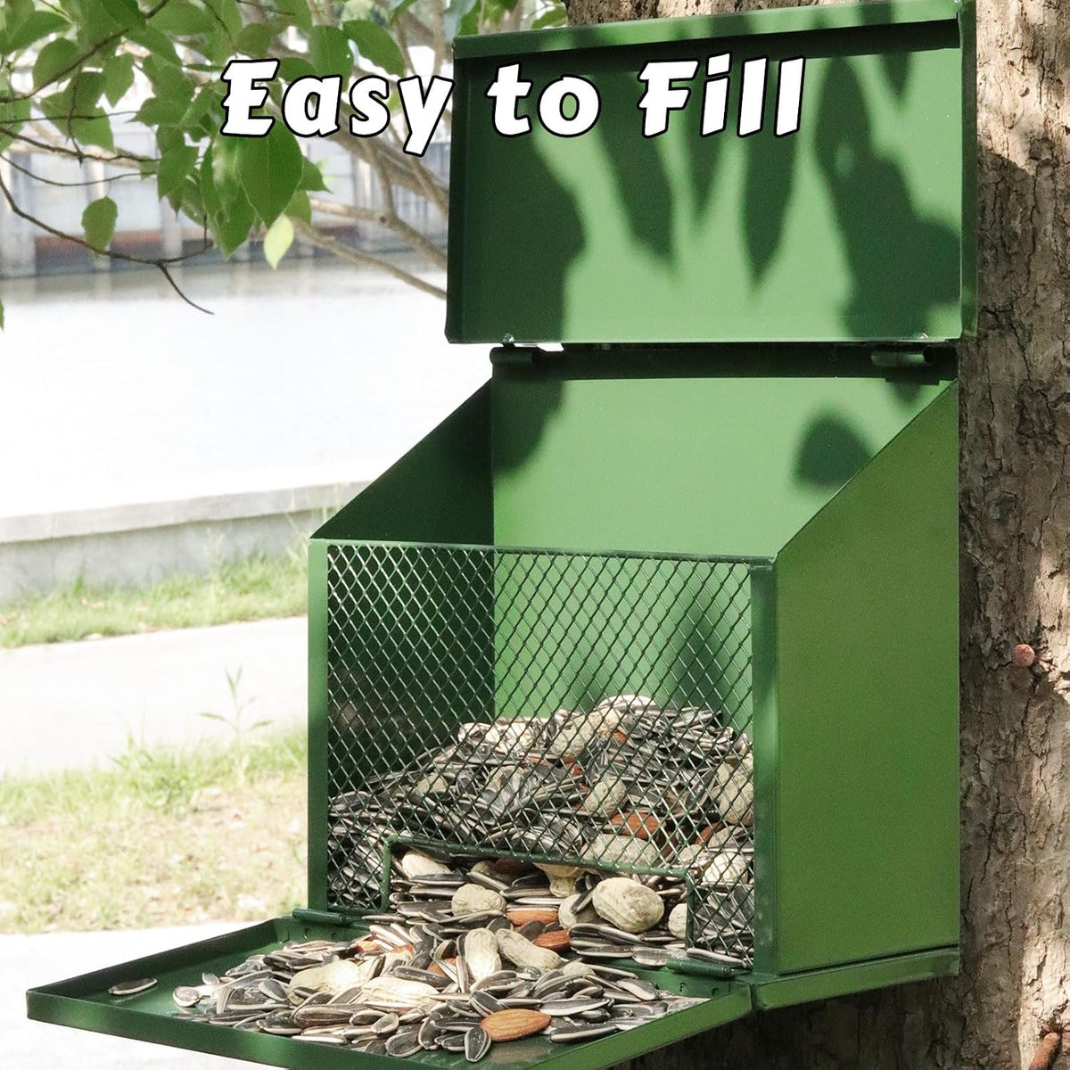 Metal Squirrel Feeder, Squirrel Feeders for Outside Hanging Nesting Box Chipmunk Picnic Table House Outdoors for
