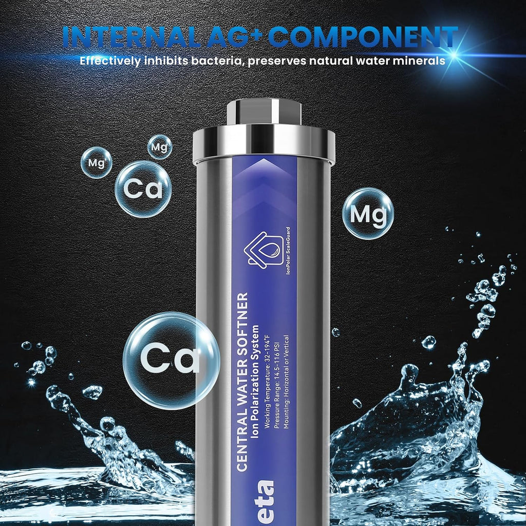 Central Water Softner, Salt-Free Whole House Water Descaler, 3/4" NPT Water Heater Descaler, lon Polarization System