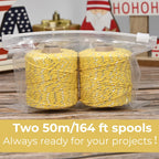 Metallic Cotton Twine String, 2mm Thick, 164 Feet per Roll, 2 Pack