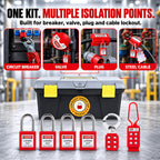 50-Piece Lockout Tagout Kit with 4 Keyed-Different Padlocks & Toolbox