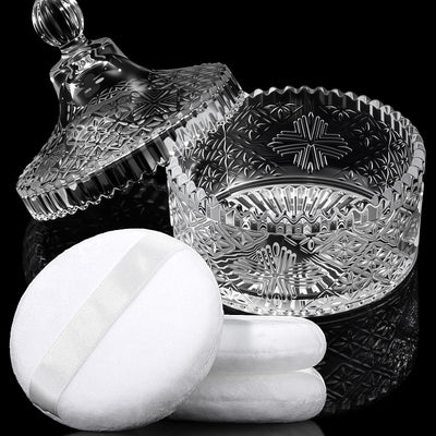 4pcs Dusting Powder Container with Puff, Powder Puff and Container