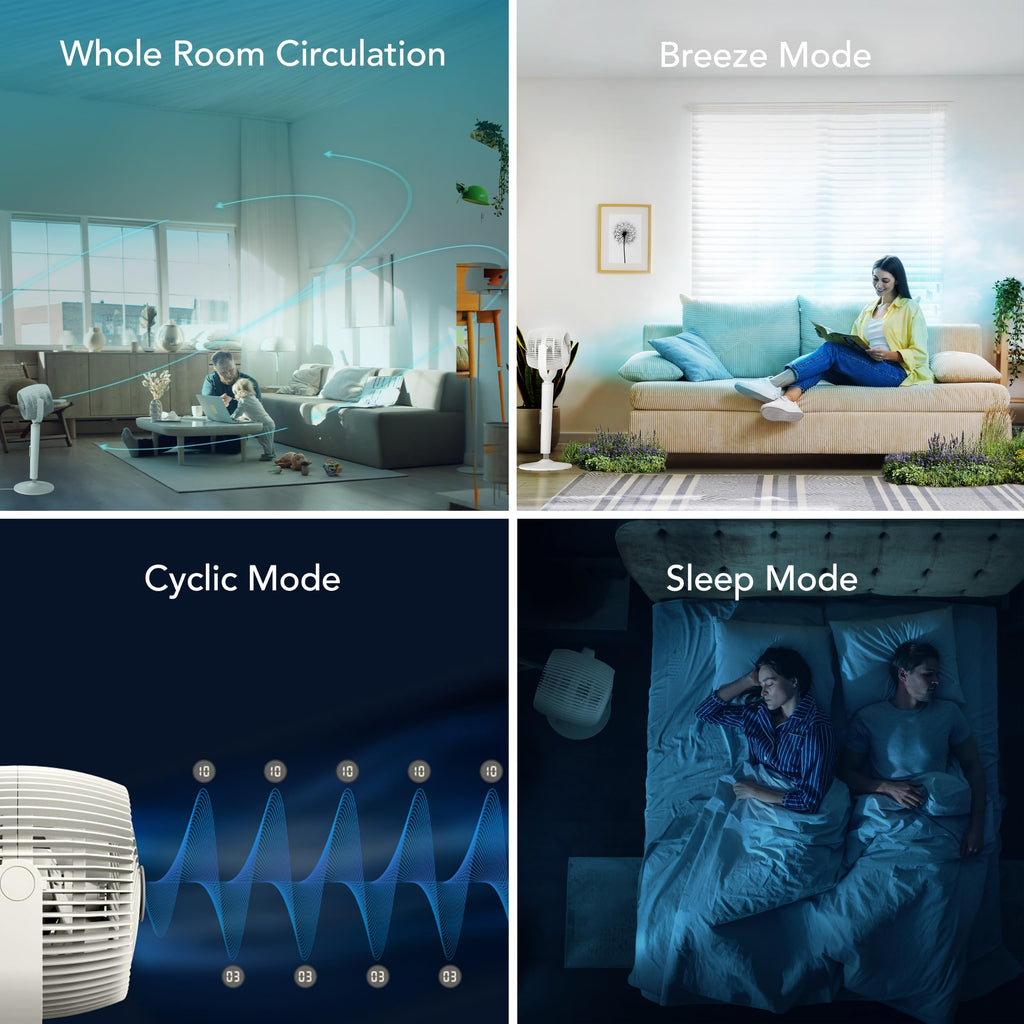 EOS 9S Pedestal Air Circulator, 12-Hr Timer, Remote Control