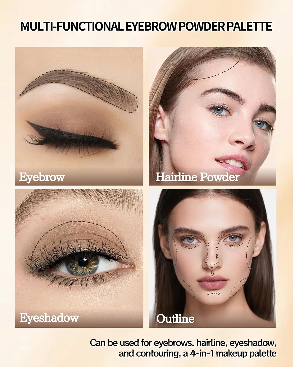 Eyebrow Powder Makeup, Light Dark Brown Eye Brow Tinting Filler for Women