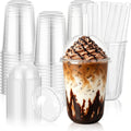 50 Pcs 16 oz Clear Plastic Slushie Cups with Dome Lids and Straws