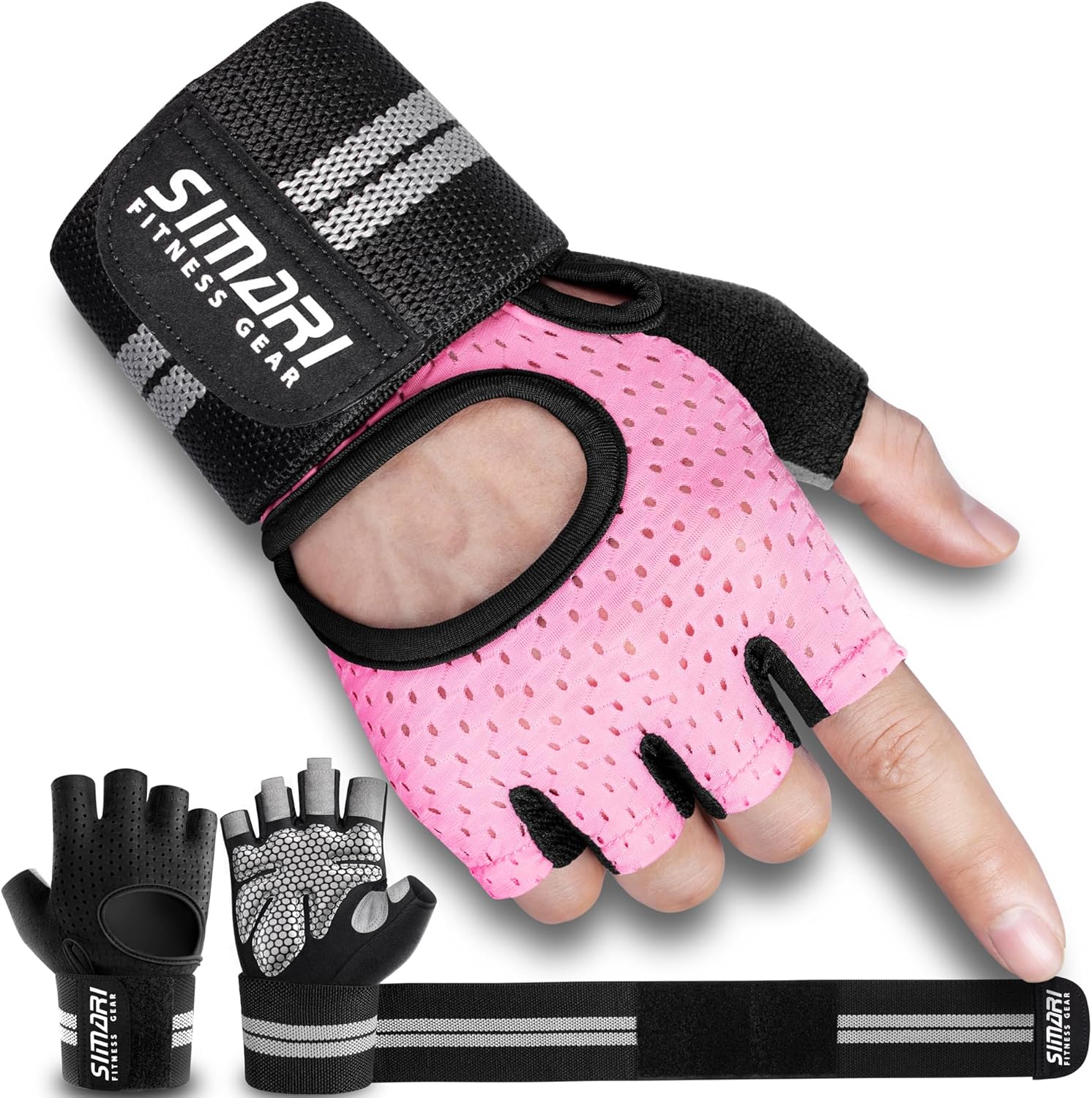 Breathable Workout Gloves for Men Women, Padded Weight Lifting Gloves with Wrist Wraps Support, Full Palm Protection