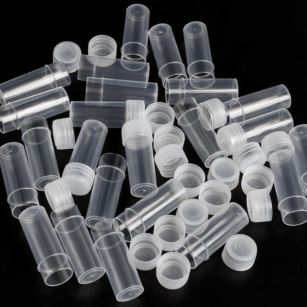 120 Pieces 5 ML Plastic Sample Bottles Vial Storage Mini Clear Storage Case with Lid Vial Storage Container Test Tube
