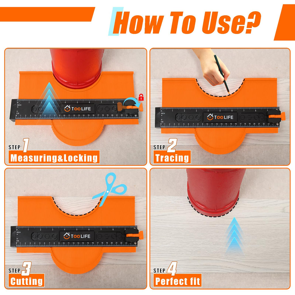 TOOLIFE 10 Inch Contour Gauge Profile Tool with Unlimited Connection