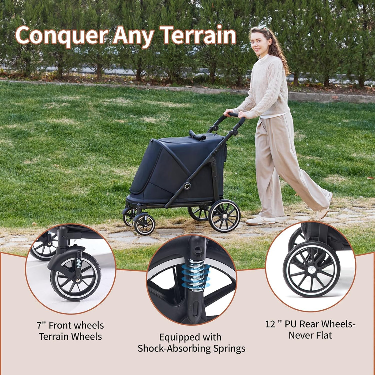 Dog Stroller for Large Dogs (Black, Large Pet Stroller)