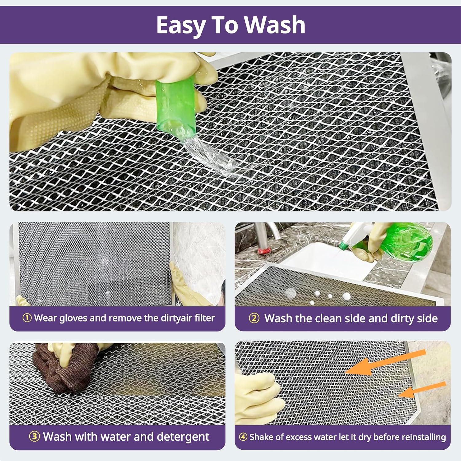 20x25x1 Furnace Filter-MERV8, Washable & Reusable Electrostatic Air Filter, AC/HVAC Furnace Filter, Permanent Air