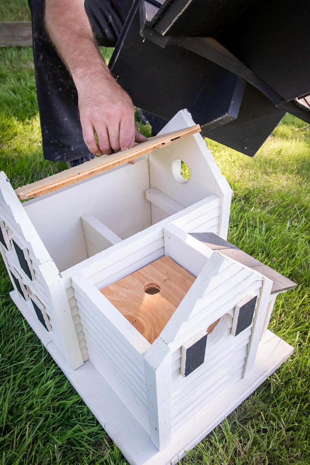 Purple Martin Bird House | Cottage Purple Martin House Kit | Bird House to Attract Purple Martins (Black Roof) |