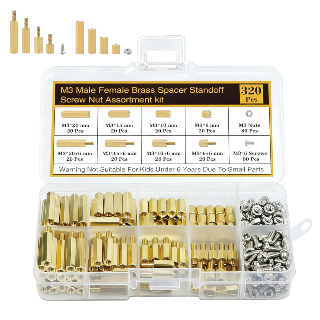 M3 Motherboard Standoffs and Screws Nuts Kit, Brass Hex Male Female Spacer