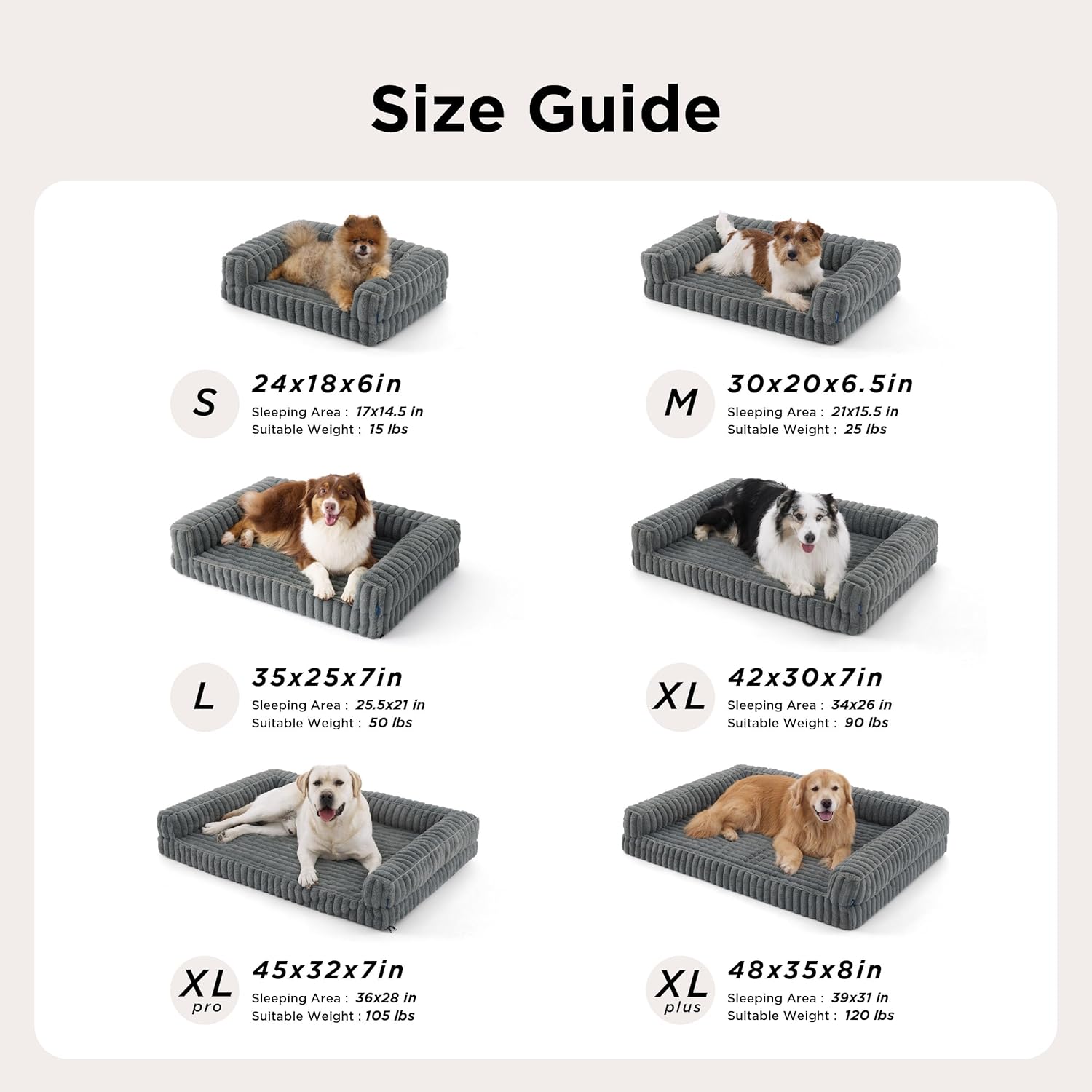 ComfyFleece Orthopedic Dog Beds Large Sized Dog, Waterproof Memory Foam Pet Couch Sofa with Sides, Non-Slip Bottom