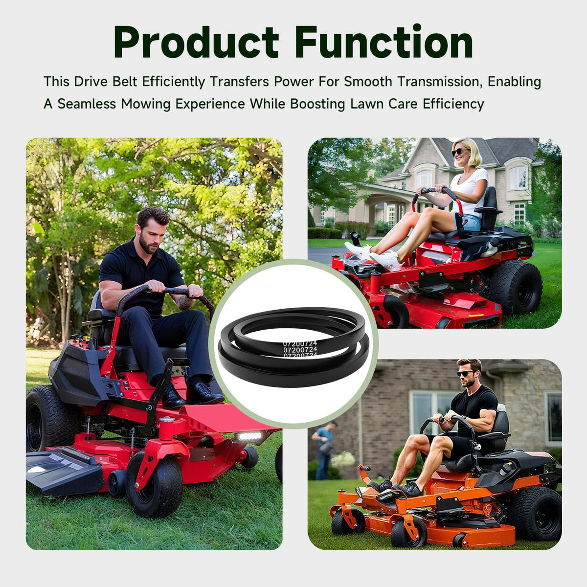Transmission Drive Belt Zero Turn Lawn Mower Belt Compatible with Ariens Gravely Ikon ZT XL 42 48 52 60 Zero Turn Lawn Mower Replace#: 07200724 7200724