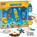 Window Art Rocket | Low Mess Suncatcher Kit | 16 Pieces Glass Painting Set | Kids Activities Ages 5-8 | DIY Craft Kit