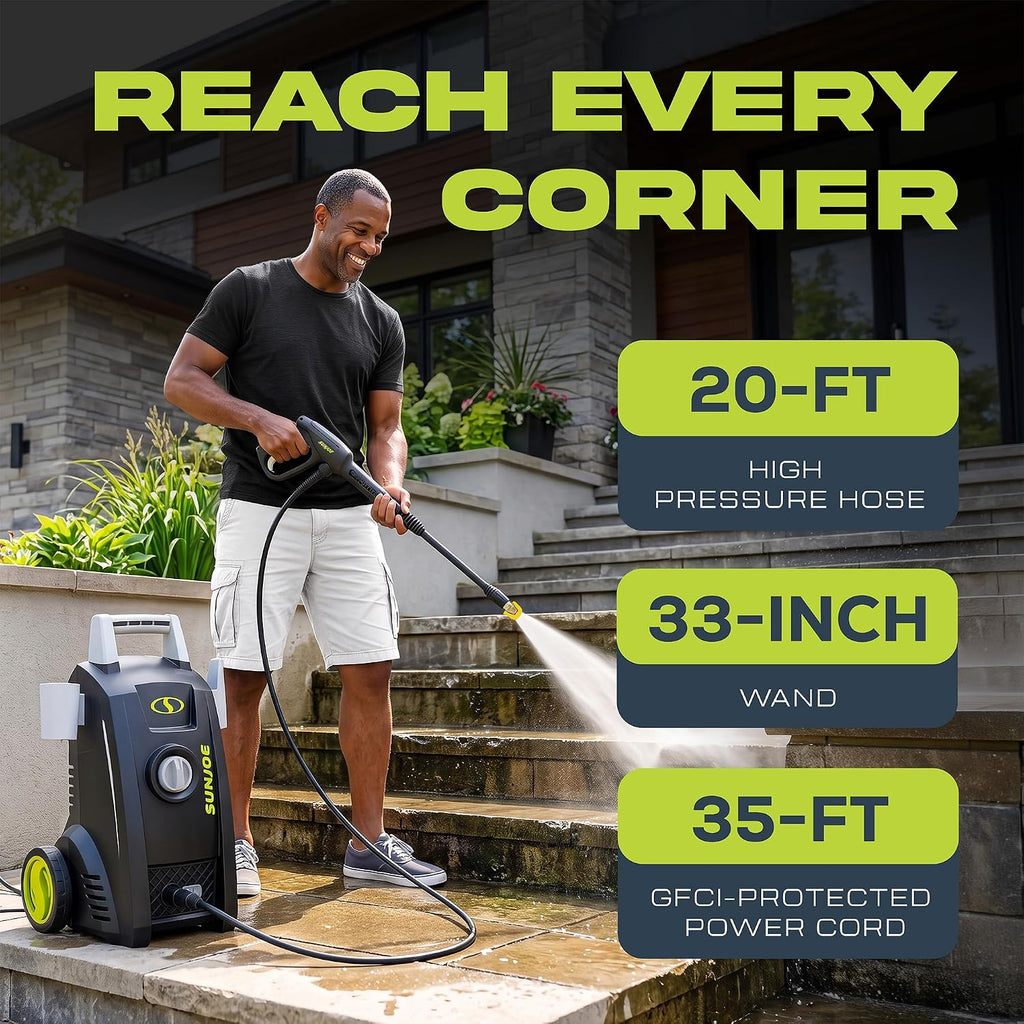 Electric Pressure Washer with 11-Amp Motor and 1.1 GPM, SPX1000 - Portable Water Cleaner with Adjustable Spray Wand