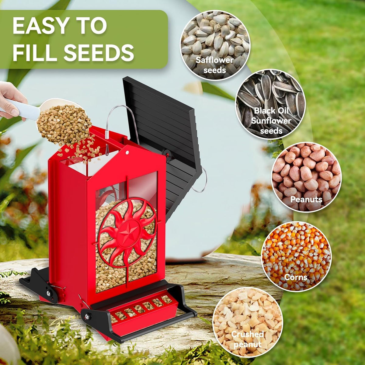 Squirrel Proof Bird Feeders for Outdoors with Weight-Activated, 5LB Large Metal Wild Bird Feeders for Cardinals,Blue